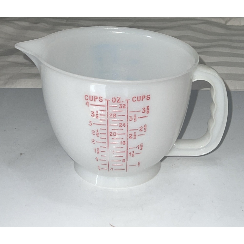 VINTAGE Tupperware Mix N Pour Measuring Bowl 4 Cup Red/Blue Markings No Lid